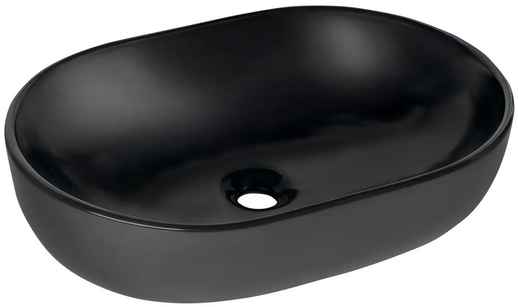 Sapho Rondane keramische waskom 60x42cm zwart mat