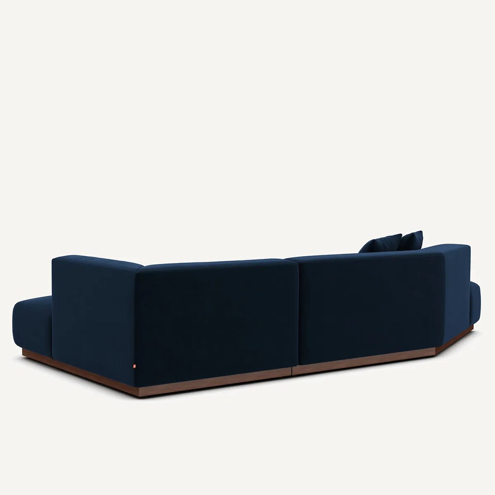 Rechter open hoekbank in fluweel, Jacopo