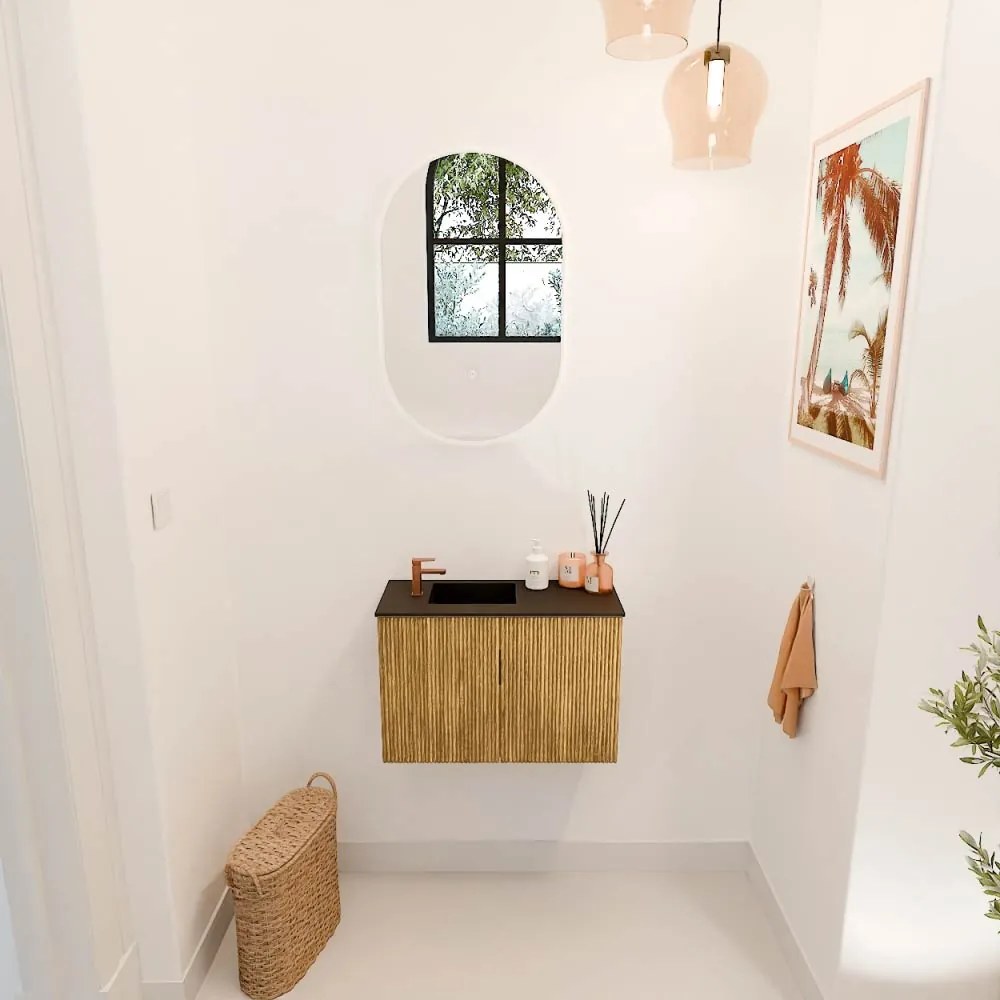 Mondiaz Joya 60cm toiletmeubel oak met wastafel faye links 1 kraangat urban