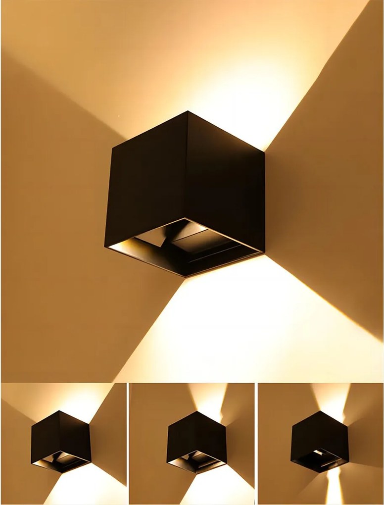 LED Wandlamp zonder Sensor Warm Wit - Zwart 10x10cm