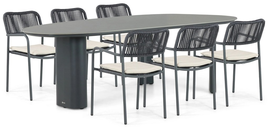 Tuinset 6 personen 240 cm Aluminium/rope Grijs Coco Penya/Weave
