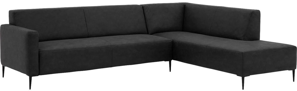 Goossens Key West antraciet, micro leer, 3-zits, modern design met ligelement rechts