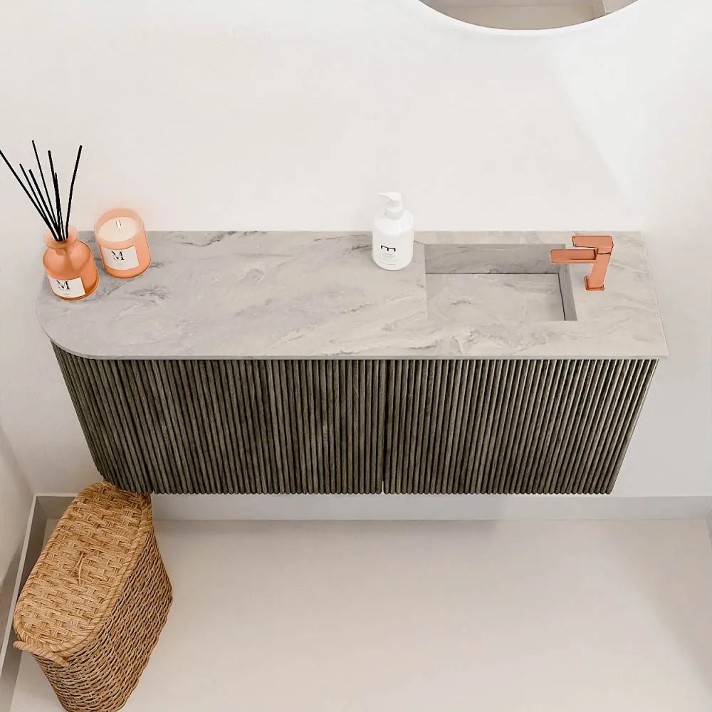 Mondiaz Joya DLux 90cm toiletmeubel ronding links shadow met wastafel faye rechts 1 kraangat glace