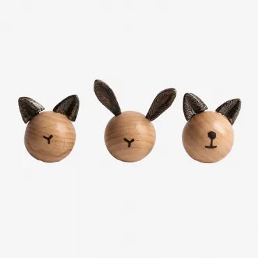 Set van 3 deurknoppen Paddy Kids Natuurlijk - Sklum