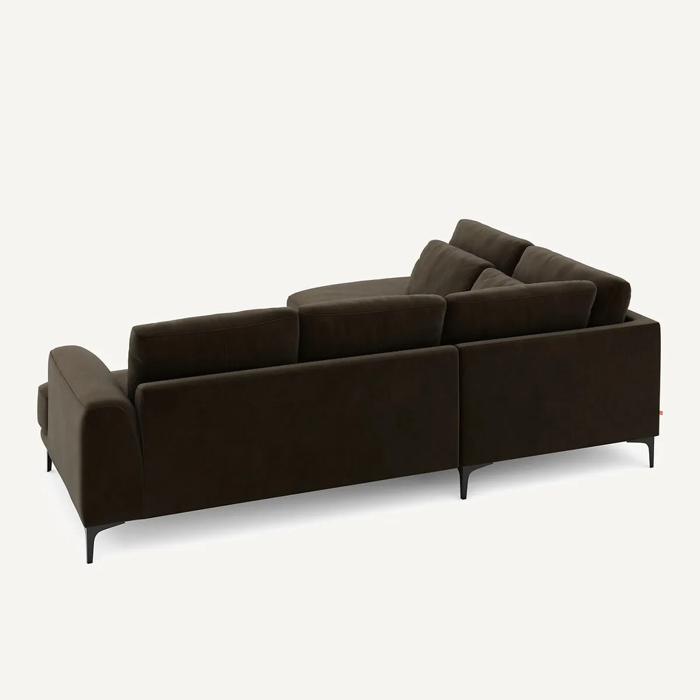 Linkse hoekbank met leuning in fluweel, Marsile