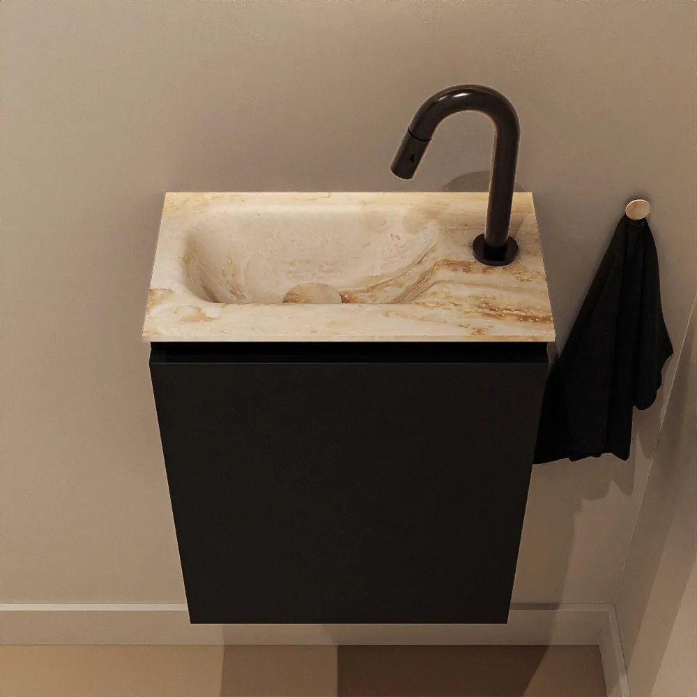 Mondiaz Ture DLux toiletmeubel 40cm urban met wastafel frappe links met kraangat