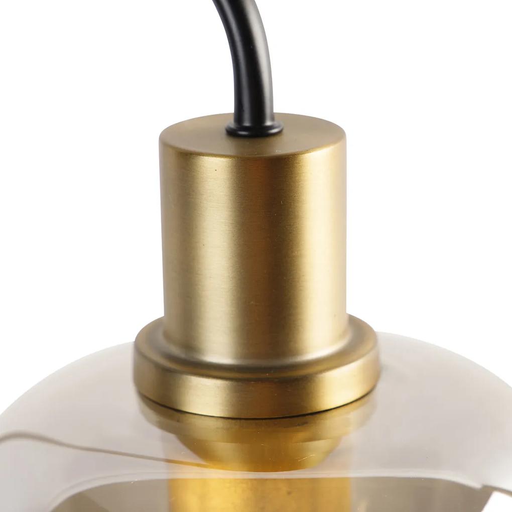 Smart tafellamp met dimmer zwart met goud en smoke glas incl. Wifi A60 - Zuzanna Design E27 Binnenverlichting Lamp