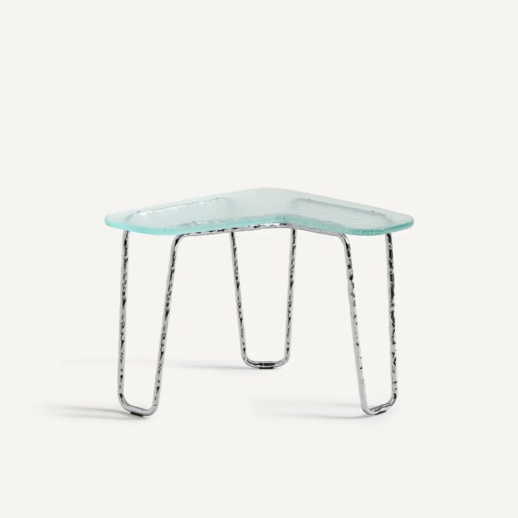 Salontafel van glas en ijzer, H40 cm, Oasis