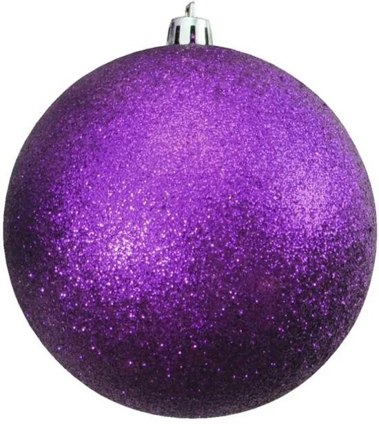 Kerstbal 10cm, paars, glitter