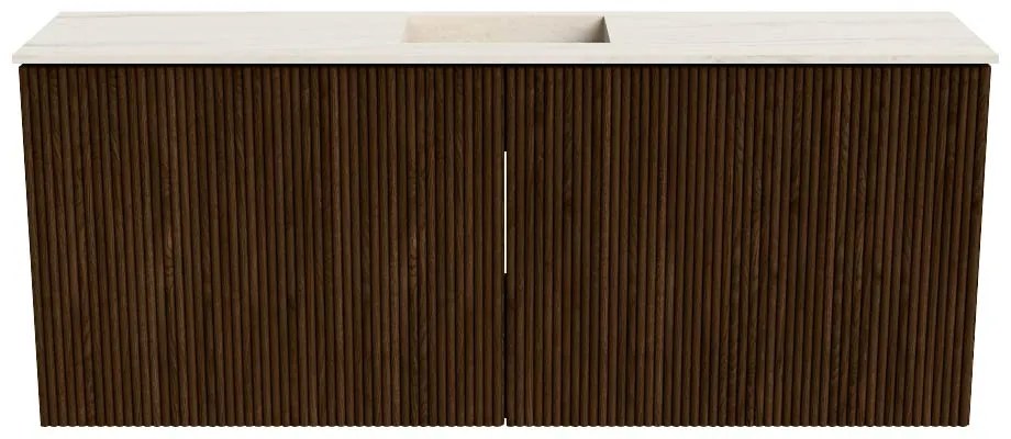Mondiaz Joya DLux 100cm toiletmeubel walnut met wastafel faye midden zonder kraangat meli