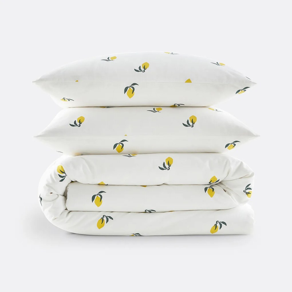 Bedset 50% gerecycled katoen, rechthoekige kussensloop, Citron