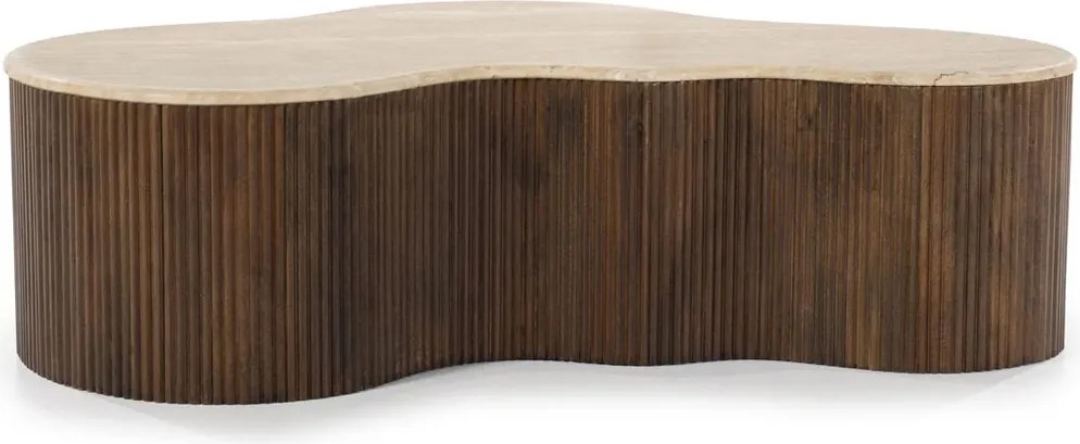 Grote Salontafel Organisch Travertin - 129 X 84cm.