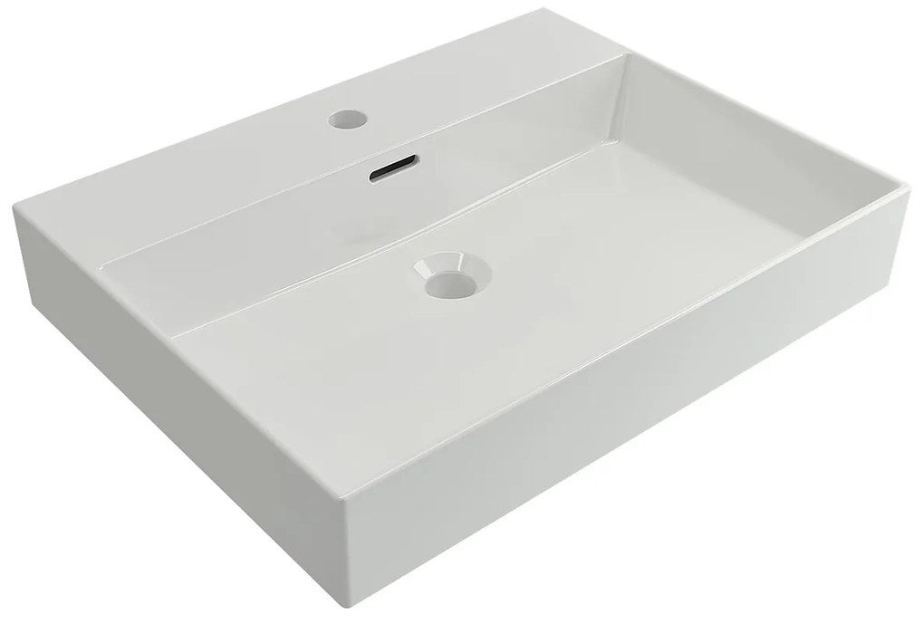 Plieger Kansas badmeubel 60cm met glans witte wastafel zonder kraangat walnoot