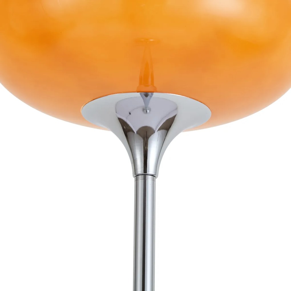 Retro vloerlamp chroom met oranje glazen kap 150cm - Glaze