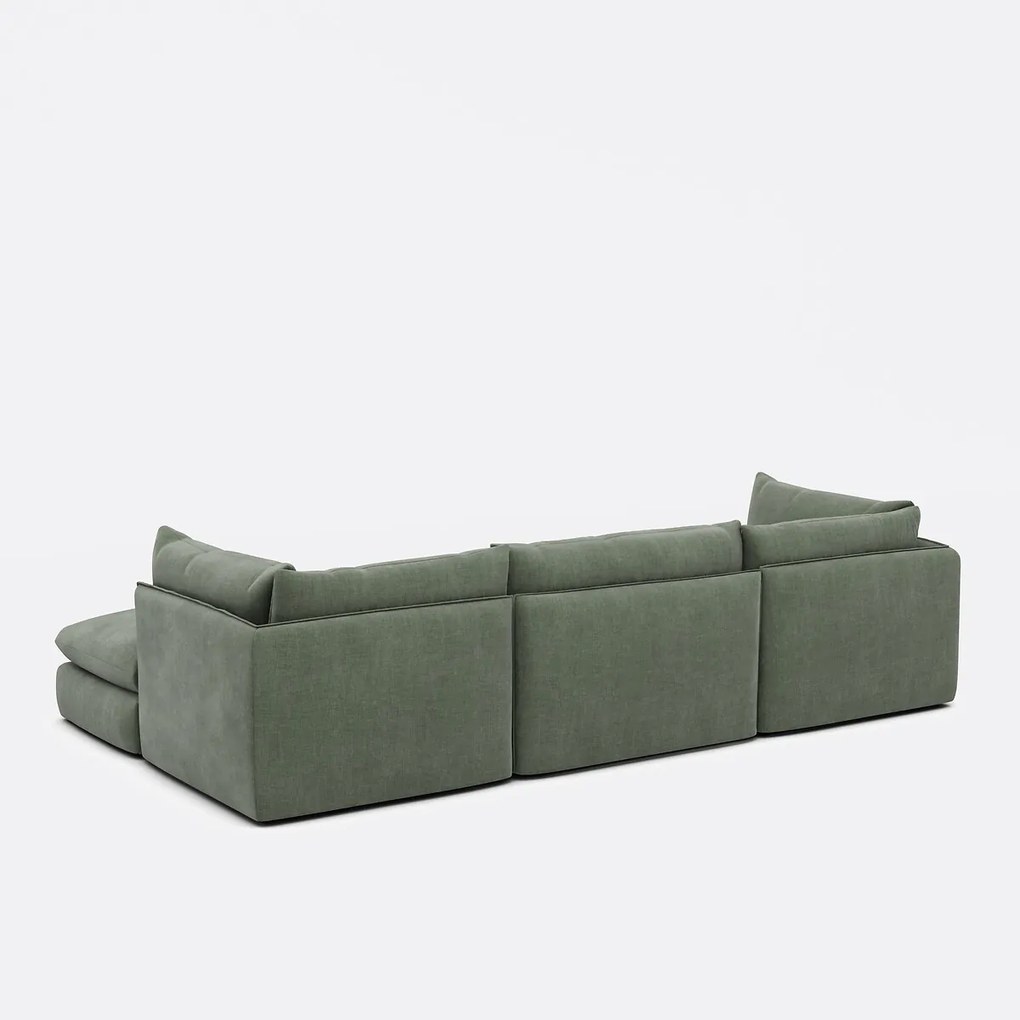 Modulaire bank, 3 zits met poef, gestructureerde stof, Malo