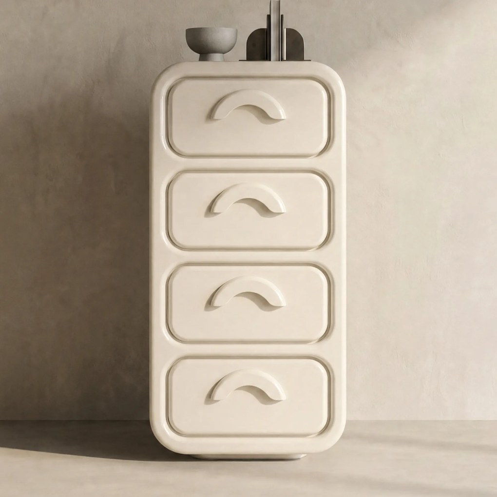 Retro Ladekast Beige - 50x32x108cm.