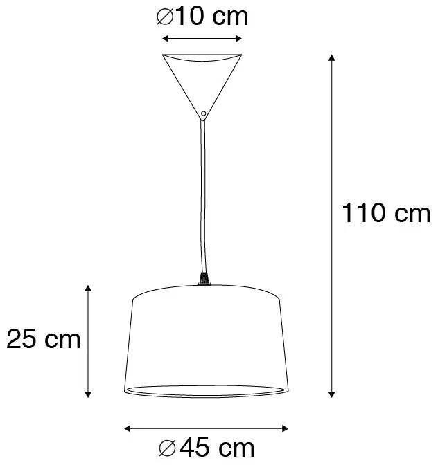 Eettafel / Eetkamer Moderne hanglamp zwart met witte kap 45 cm - Pendel Modern E27 rond Binnenverlichting Lamp