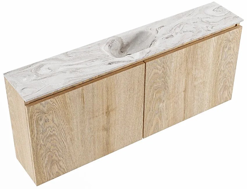 Mondiaz Ture DLux toiletmeubel 120cm washed oak met wastafel glace midden met kraangat