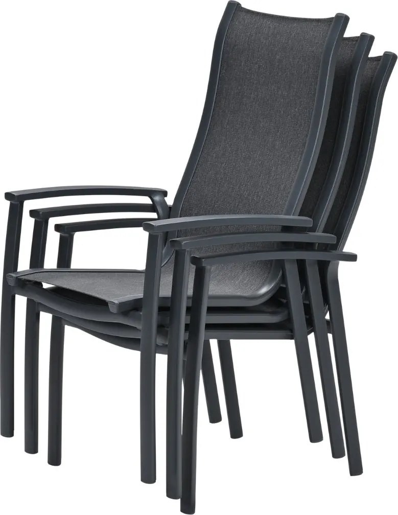 Garden Impressions Hilly tuinstoel stapelbaar donker grijs - 4 stuks