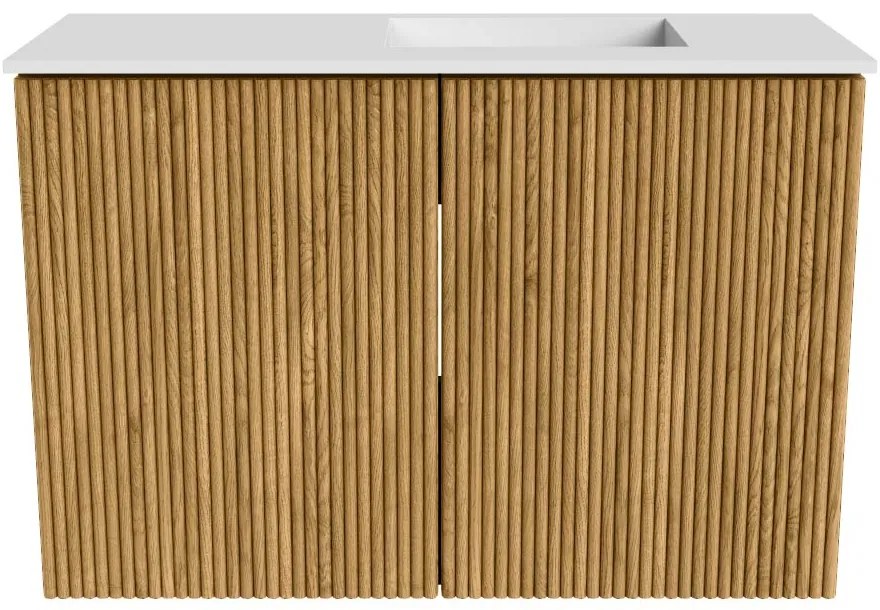 Mondiaz Joya 60cm toiletmeubel oak met wastafel faye rechts zonder kraangat talc