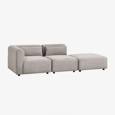 Modulaire Hoekbank Van 2 Delen Met Poef Fogler Corduroy Licht Taupegrijs - Sklum