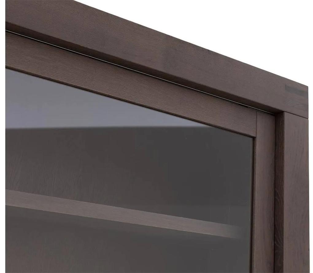 Goossens Buffetkast Clear, 2 glasdeuren boven, 4 dichte deuren onder, donker bruin eiken, 210 x 225 x 45 cm, stijlvol landelijk