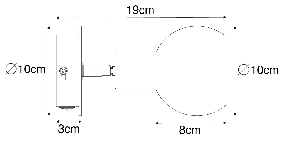 Art Deco spot zwart met smoke glas en hout - Vidro