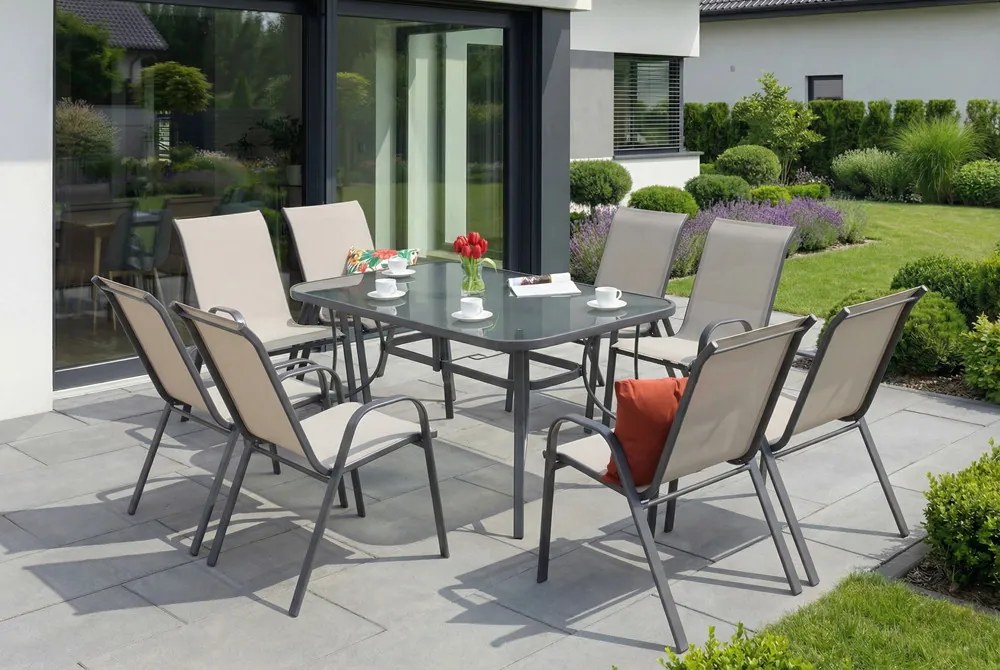 Dining tuinset Modena lichtgrijs voor 8 personen Garden Point