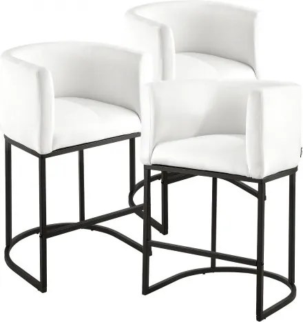 VEVOR barkrukken, barkrukken, 3-pack (87 cm hoog), keukenstoel met rugleuning, armleuningen, metalen frame en voetenbank, bistrostoel (draagvermogen 158,8 kg), keuken-eetkamer, bank-/barmeubel, wit