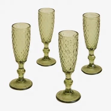 Verpakking Van 4 15cl Champagneglazen In Koviran-glas Groen – Mint - Sklum