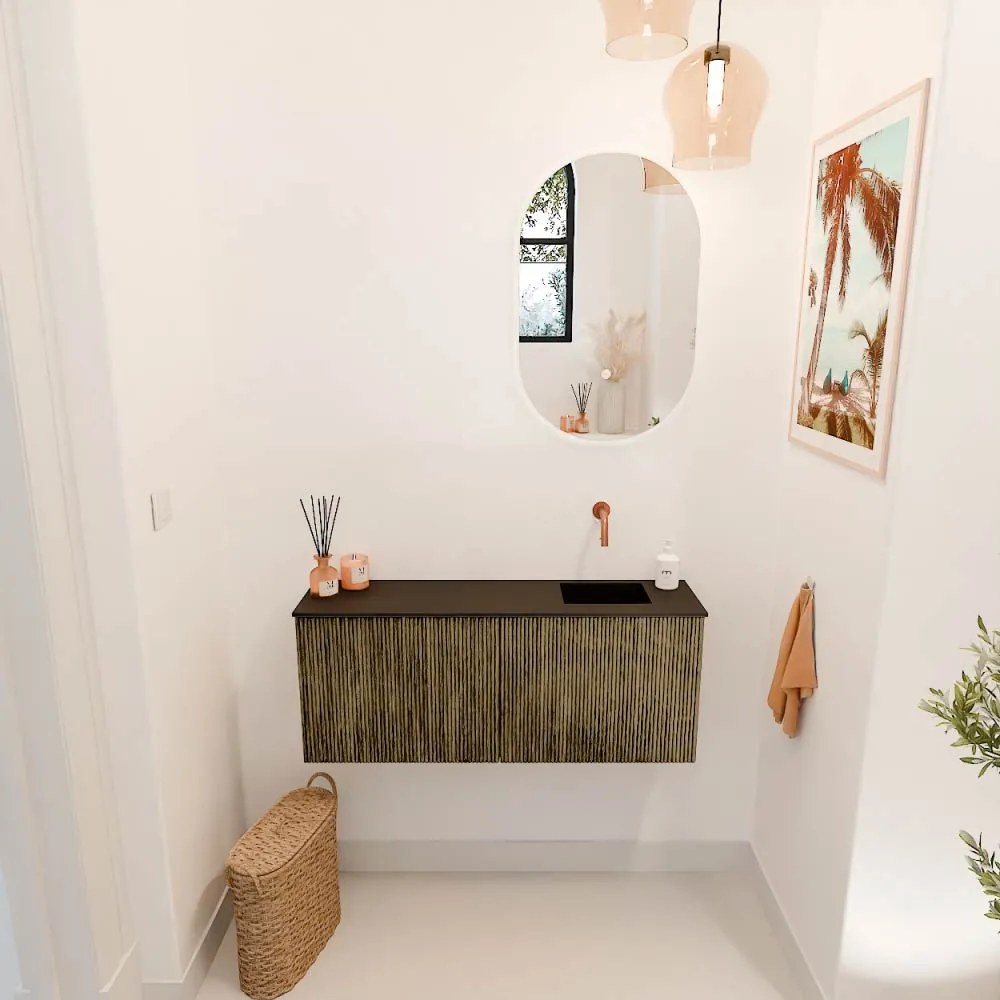 Mondiaz Joya 100cm toiletmeubel dusk met wastafel faye rechts zonder kraangat urban