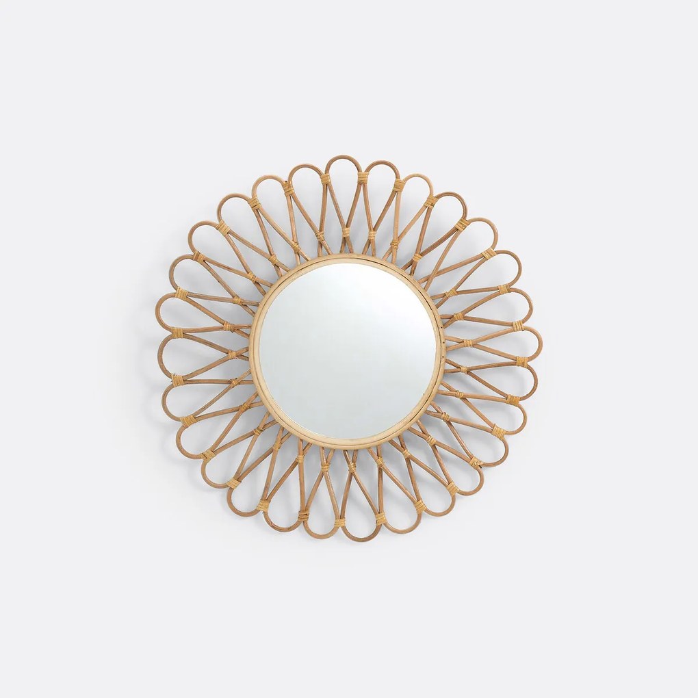 Spiegel in rotan en bamboe, zon modelØ50 cm, Nogu