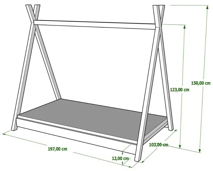 Peuter Natuurlijk Eenpersoons hemelbed - Titus Tipi-stijl voor kinderen Kinderen Peuter Junior 5059914021330 Children's Beds Home, 190x90, Matras van