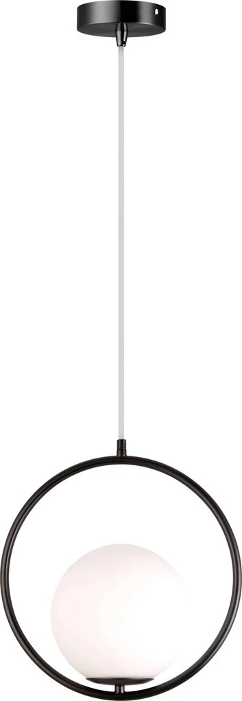 Plafondlamp Hangende Glazen Bol Wit Goud G110-1W BLACK WHITE