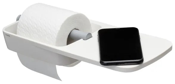 Tiger Tess Toiletrolhouder - met planchet - zelfklevend/boren - wit/lichtgrijs 1329120146