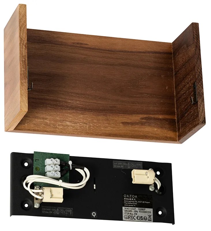 Landelijke wandlamp walnoot hout - Otan