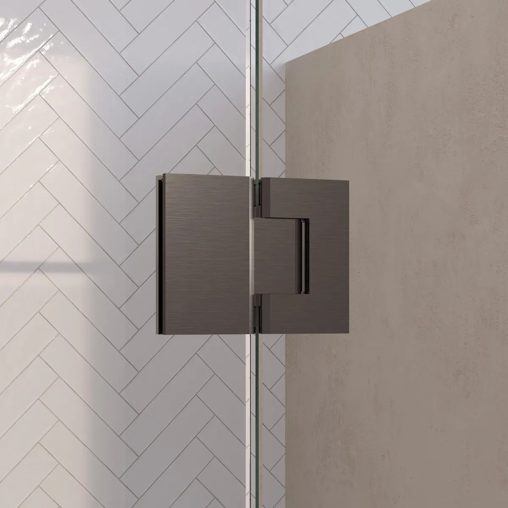 Brauer Void Carving profielloze nisdeur 140cm met draaideur 70cm aan glas gunmetal geborsteld PVD