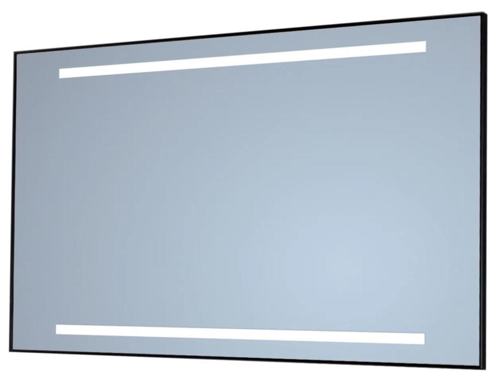 Badkamerspiegel Sanicare Q-Mirrors Twee Horizontale Banen 'Warm White' LED-Verlichting 70x65x3,5 cm Alu Omlijsting