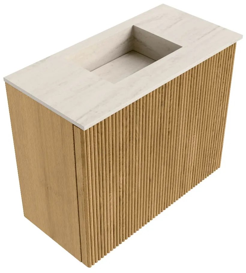 Mondiaz Joya DLux 50cm toiletmeubel oak met wastafel faye midden zonder kraangat meli