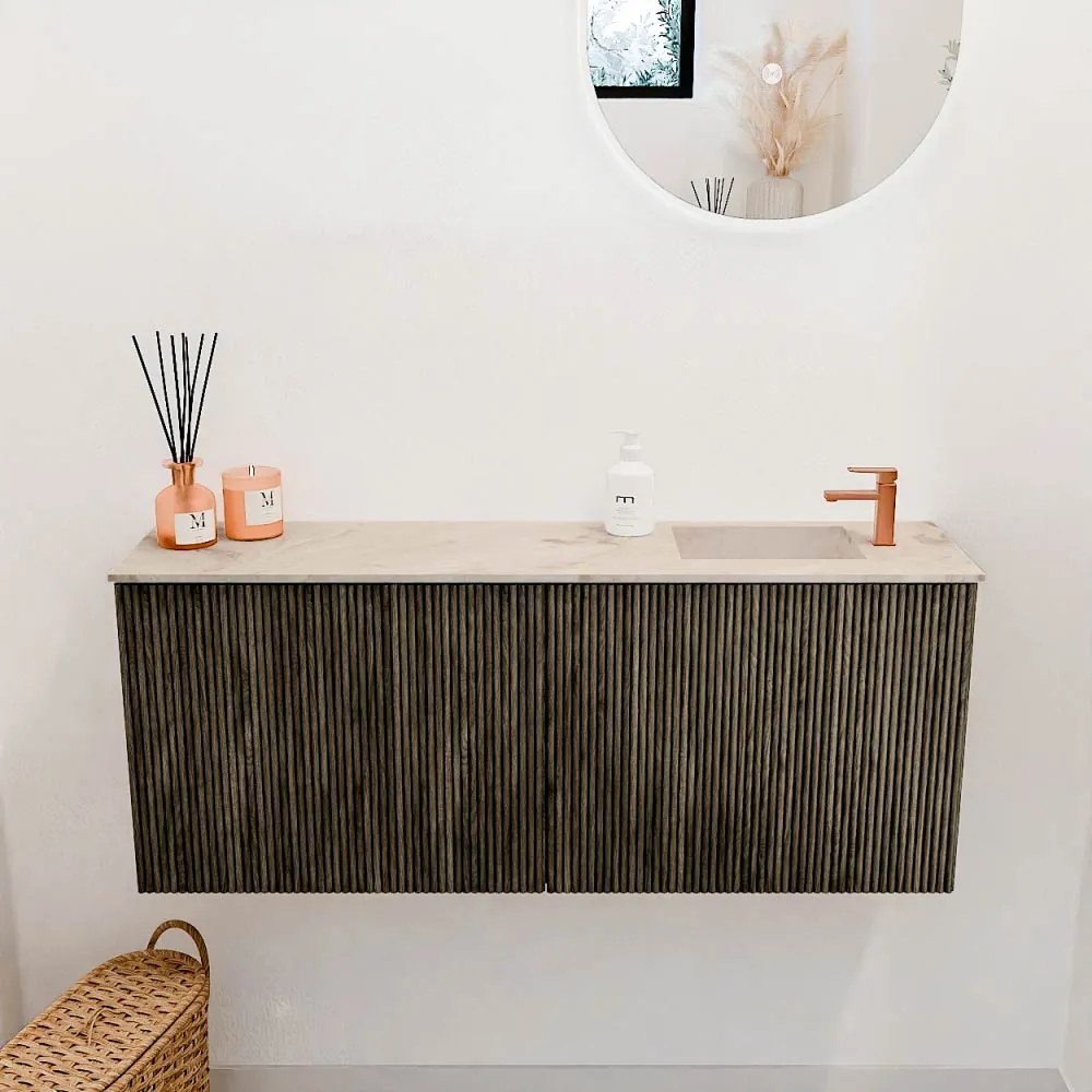 Mondiaz Joya DLux 100cm toiletmeubel shadow met wastafel faye rechts 1 kraangat frappe