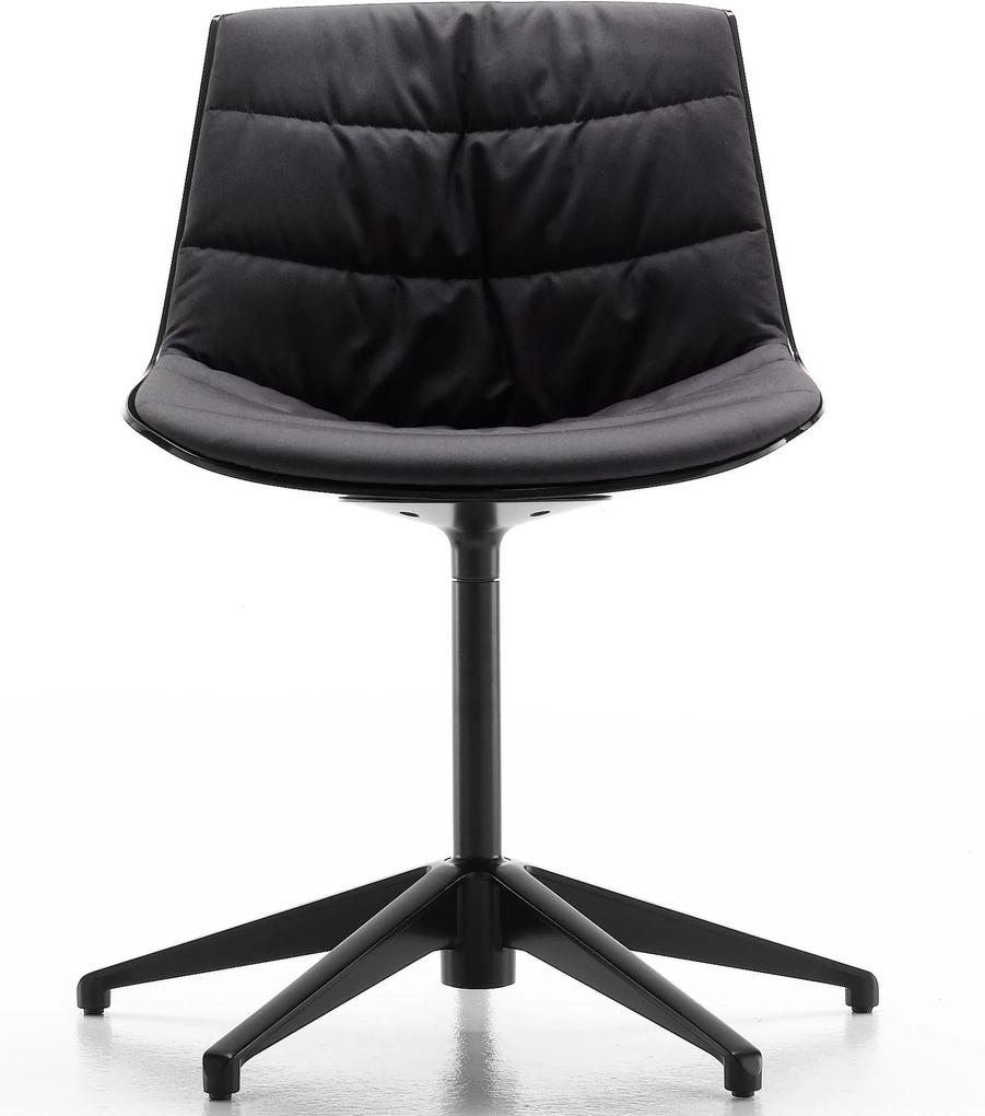 MDF Italia Flow Chair gestoffeerde stoel met fixed onderstel grijs onderstel zwarte kuip Londra zwart