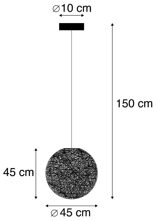 Eettafel / Eetkamer Design hanglamp zwart bol 45cm - Corda Design, Landelijk / Rustiek, Modern E27 rond Binnenverlichting Lamp