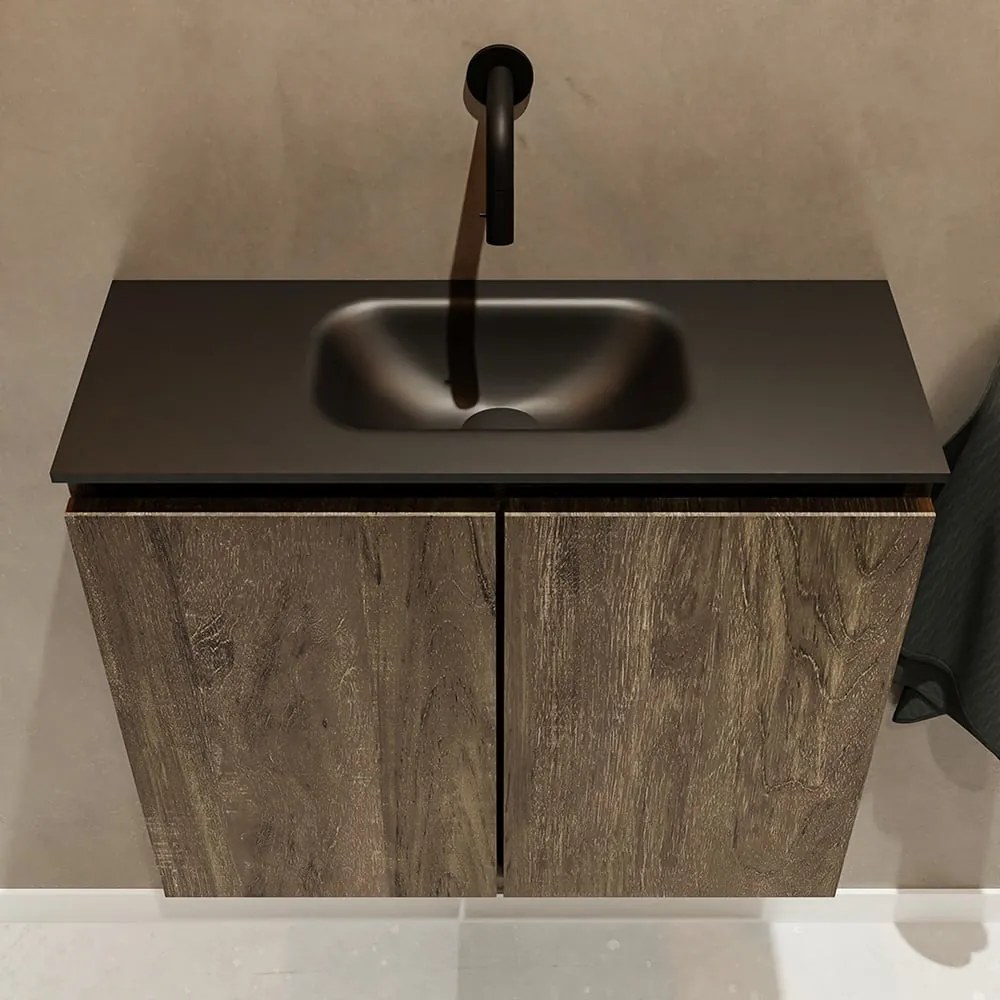 Mondiaz Ture 60cm toiletmeubel dark brown met wastafel urban midden geen kraangat