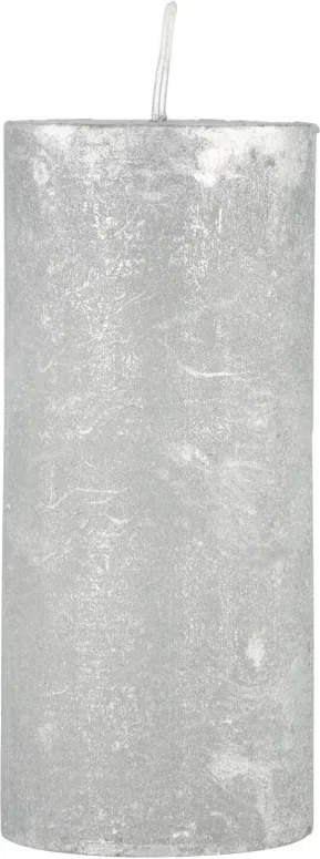 Rustieke Kaars - 11 X 5 Cm - Metallic Zilver (zilver)