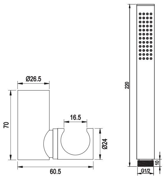 Brauer Brushed Edition thermostatische badkraan met wandhouder en staafhanddouche RVS geborsteld PVD