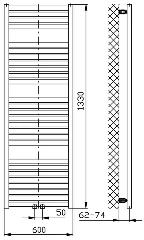 Sapho Tondi radiator wit 60x133cm 730W