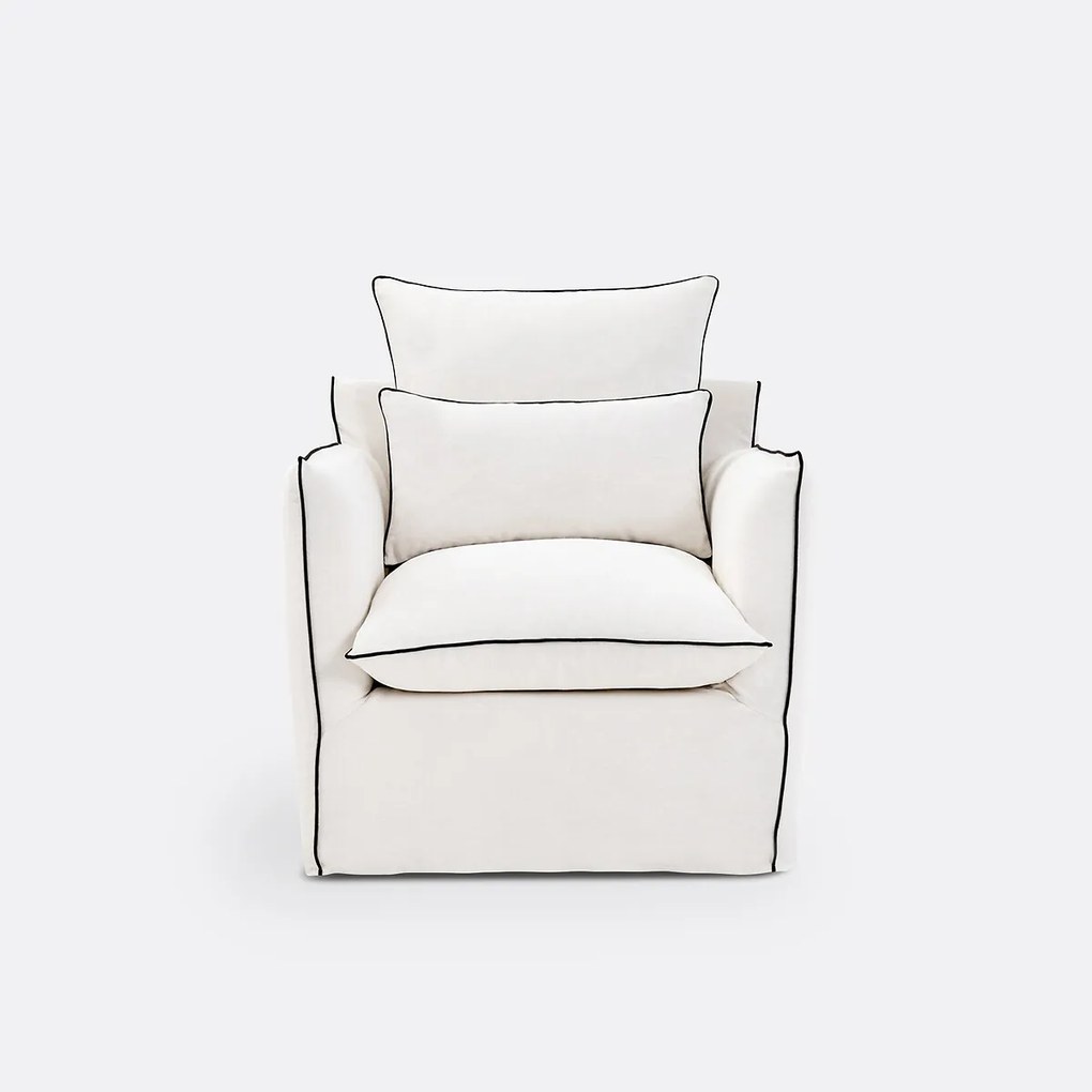 Fauteuil, afneembare hoezen, in dik linnen, Odna