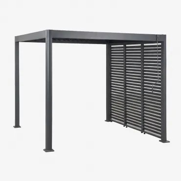 Bioclimatische Pergola Met Lamellen En Zijpaneel Van Aluminium Druvia Grijs – Grafiet & Pergola Van 3x3 M Met 3 Panelen Van 90,5 Cm - Sklum
