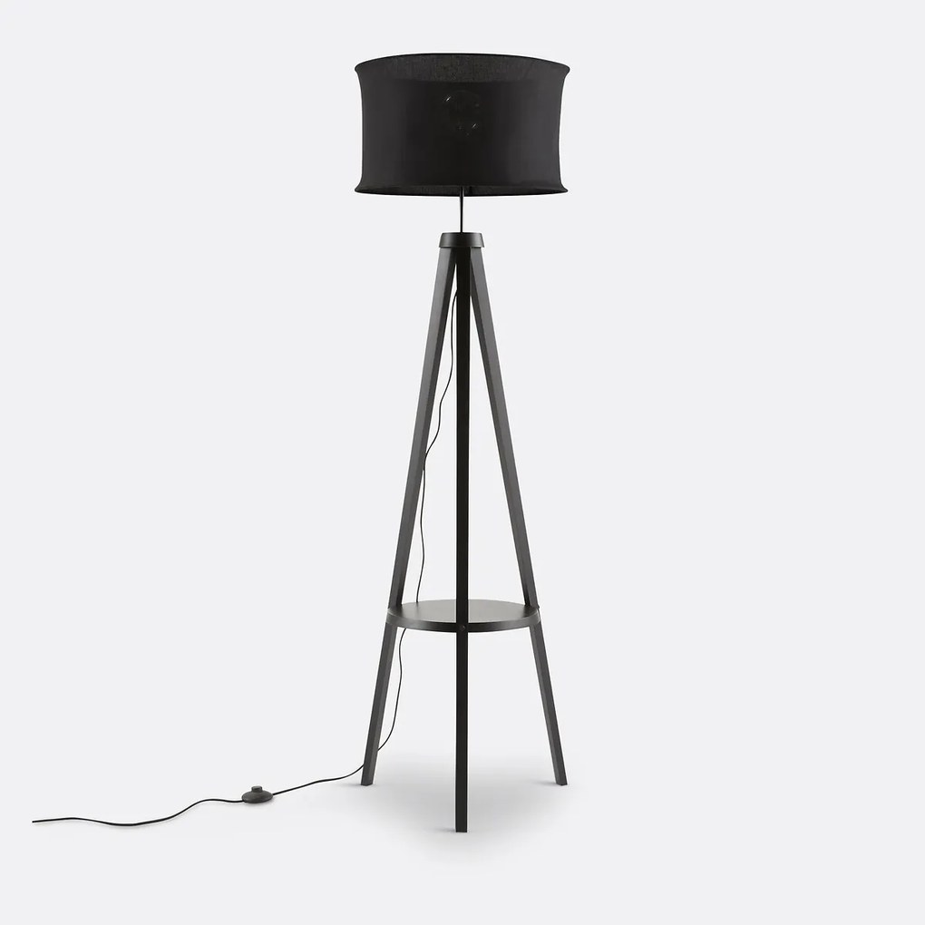 Hevea driepoot vloerlamp met linnen kap, Setto