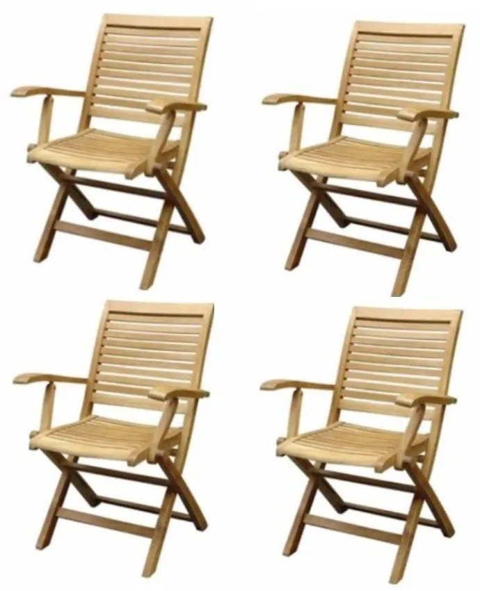 Arona dining tuinstoel inklapbaar met armleuning teak set van 4